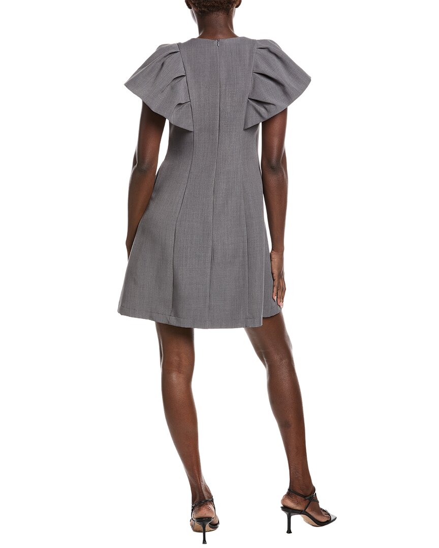 Gracia Gathered Neck Stone Work Ruffle Sleeve Sheath Dress