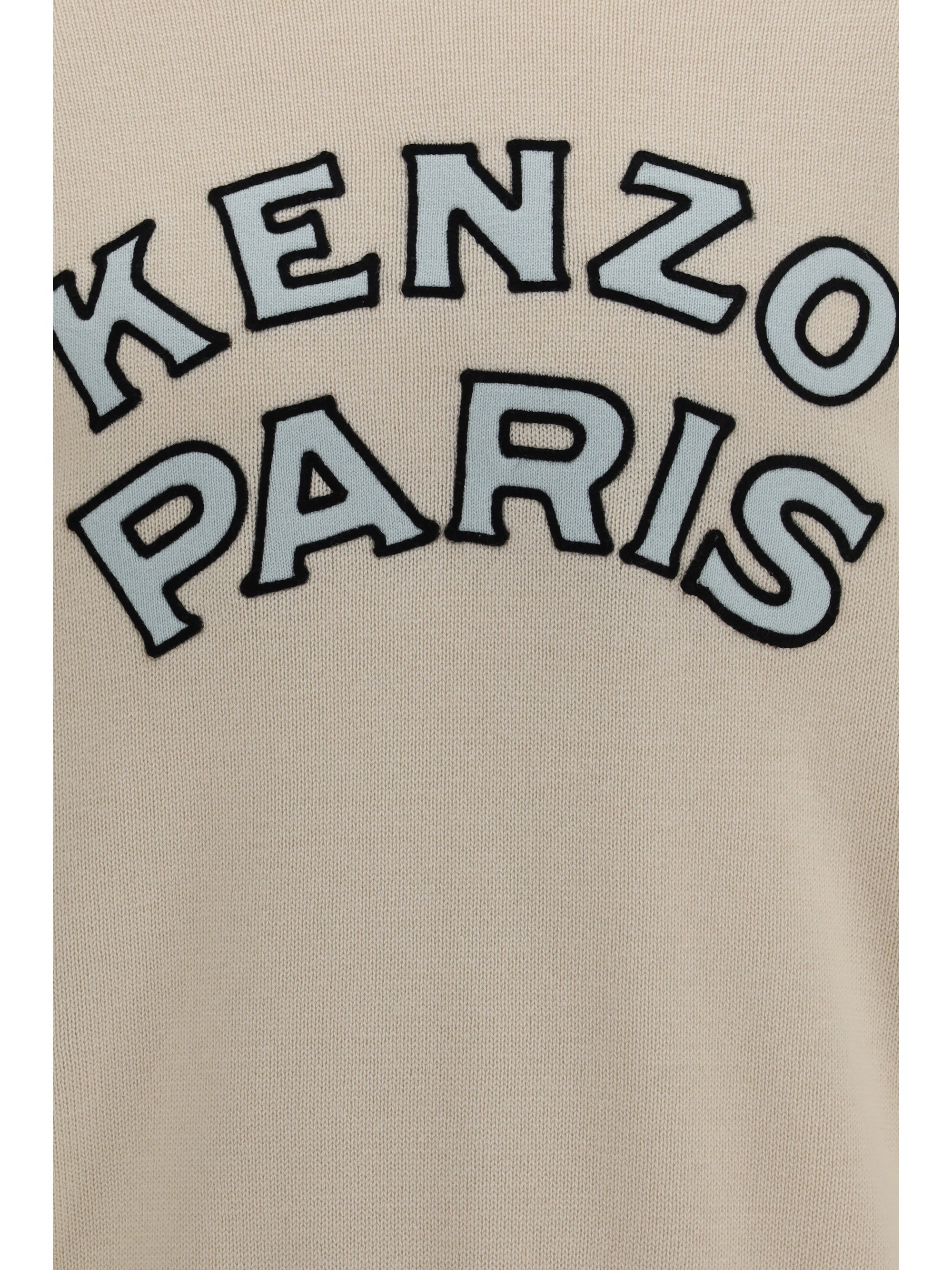 Kenzo Men Kenzo Paris Emblem Embroidered Wool And Cotton Sweater