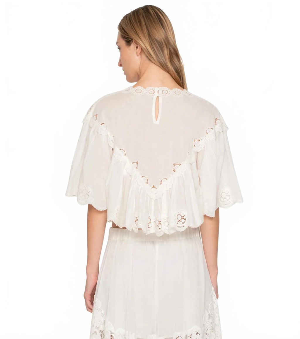 Sofia Embroidery Top In Cream