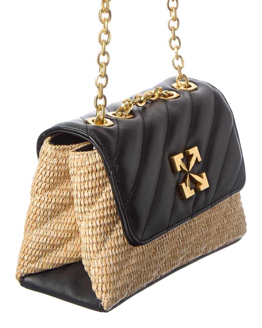 Off-White Jackhammer Straw & Leather Shoulder Bag