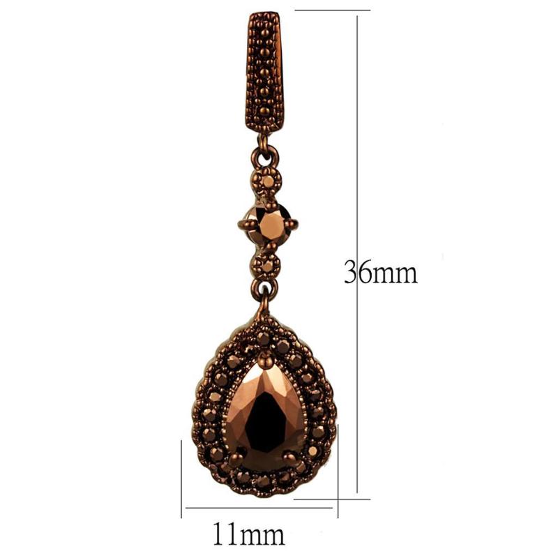 IP Coffee light Brass Earrings with AAA Grade CZ in Light Coffee