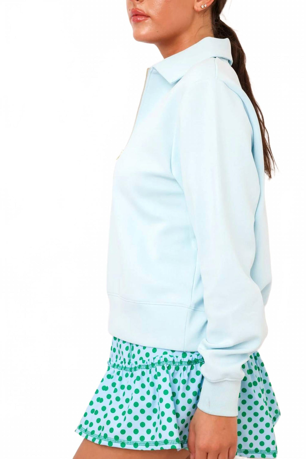 Chase Quarter Zip Top In Sea Salt