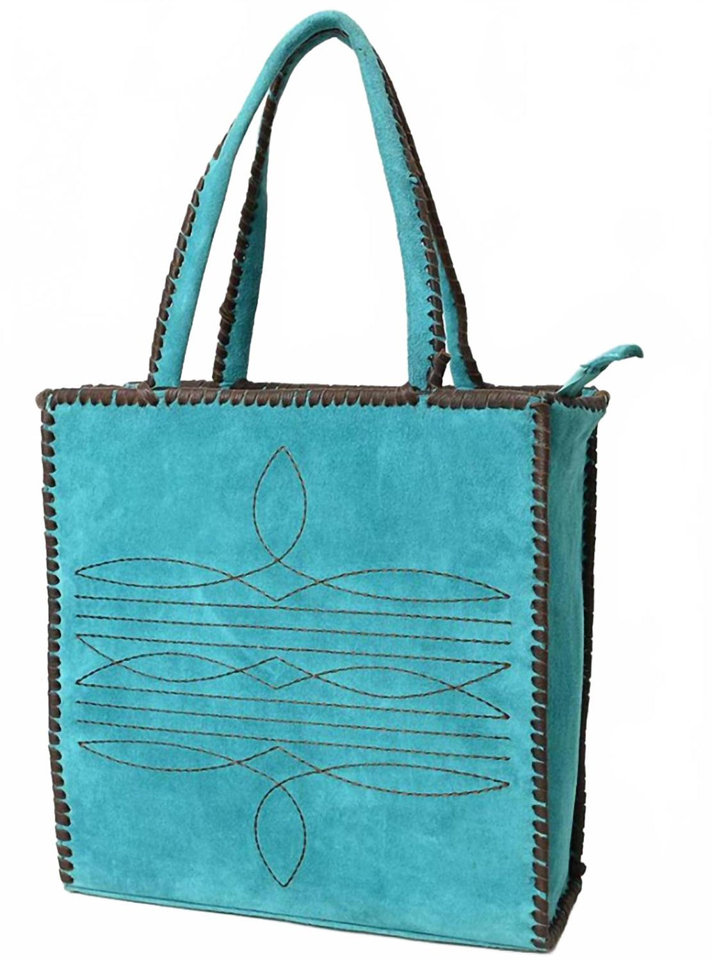 Women's Boot Stitch Suede Leather Purse In Turquoise