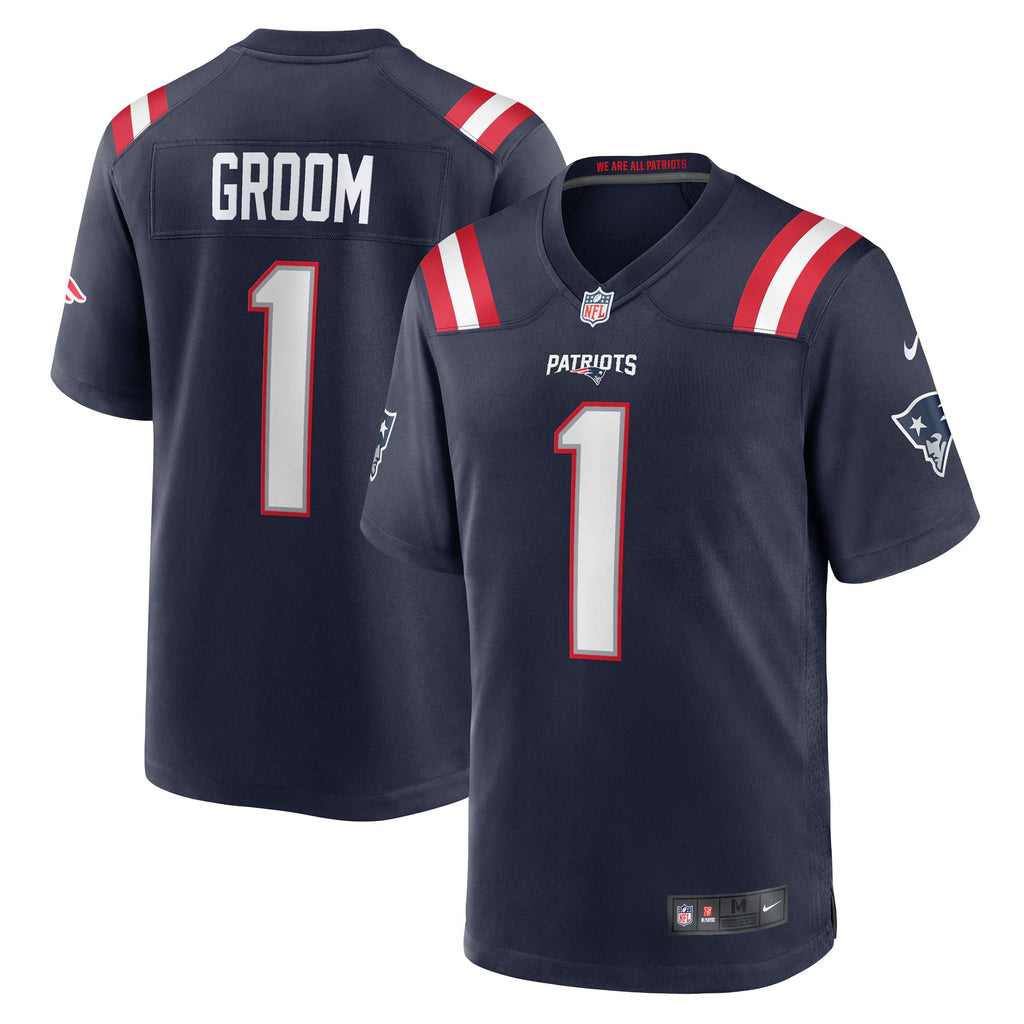 New England Patriots Number 1 Groom Navy Game Jersey