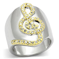 Reverse Two-Tone Brass Ring with Top Grade Crystal in Clear