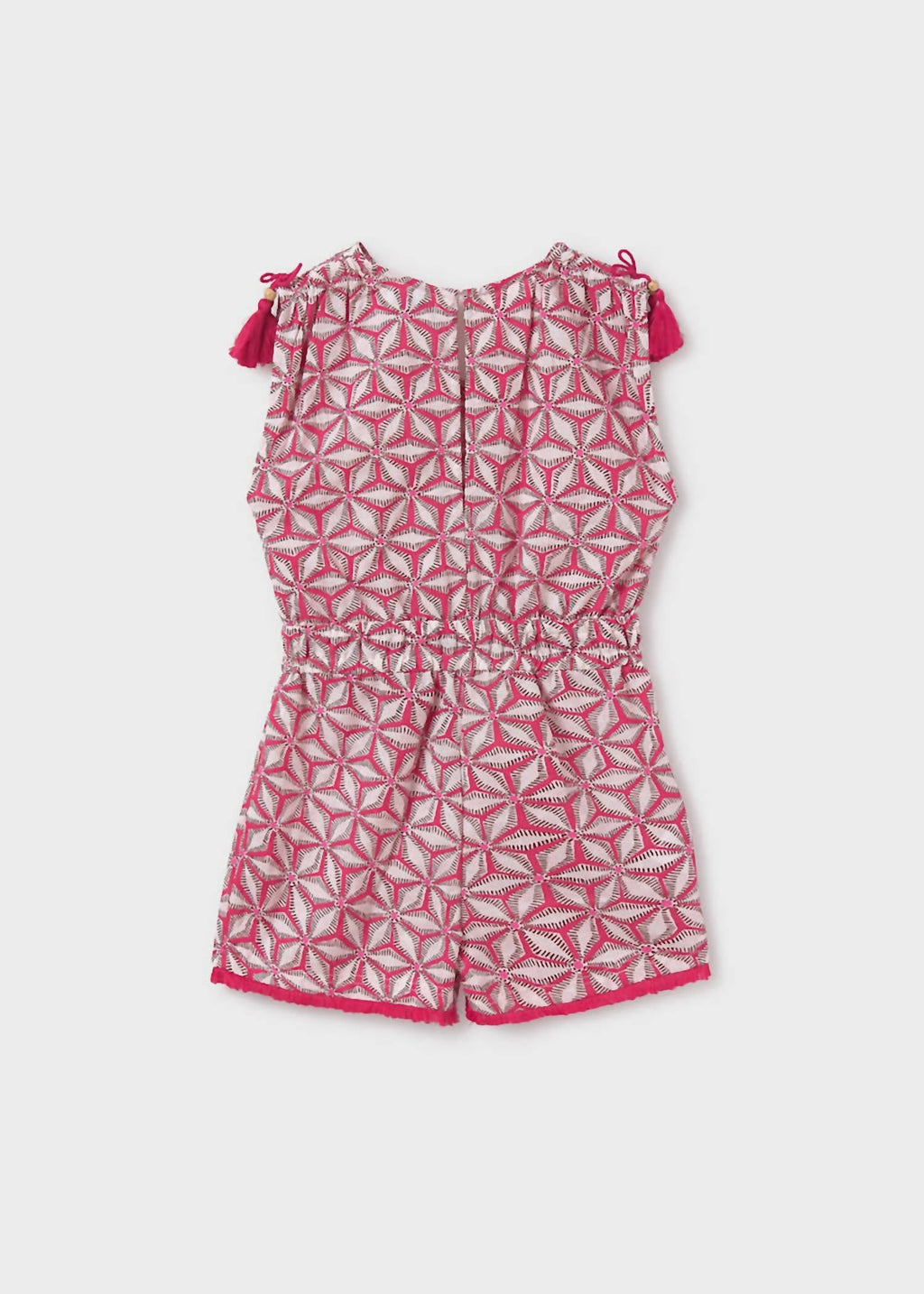 Girls Printed Short Romper In Hibiscus
