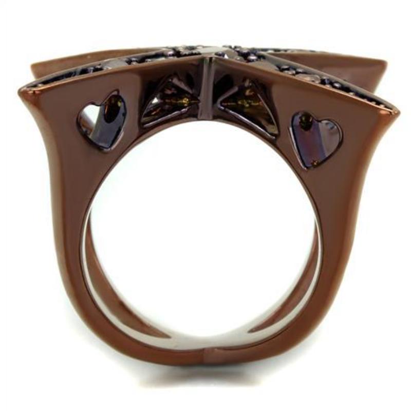 IP Coffee light Brass Ring with AAA Grade CZ in Light Coffee