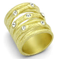 Matte Gold Brass Ring with Top Grade Crystal in Clear