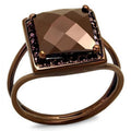 IP Coffee light Brass Ring with AAA Grade CZ in Light Coffee