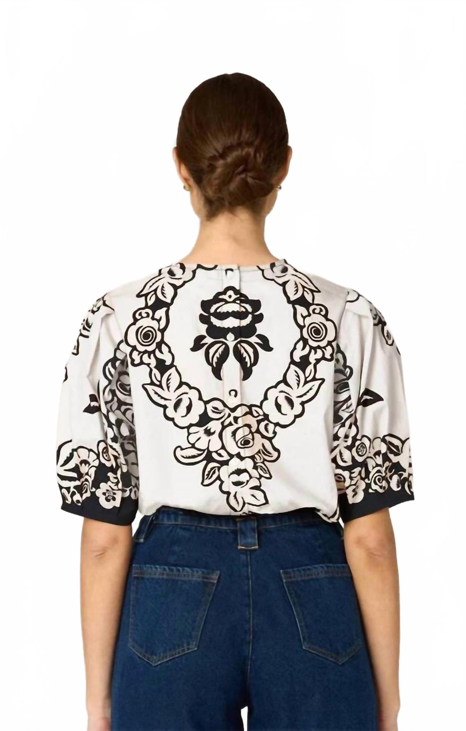 Kinsley Crew Neck Blouse In Botanico Print