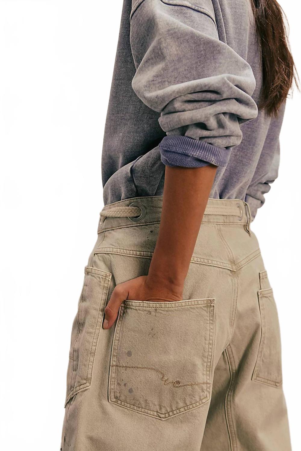 Moxie Low Slung Pull On Barrel Pants In Jetty
