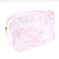 Women's Clear Coated Rectangular Cosmetic Case In Pink Bow Toile