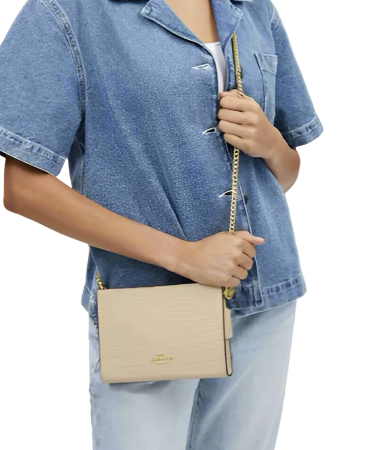 NWT Coach Slim Crossbody In Ivory Croc-embossed & Smooth Leather
