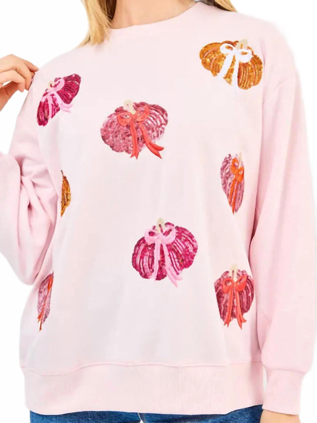 Sarah Pumpkin Bows Sweatshirt In Pink