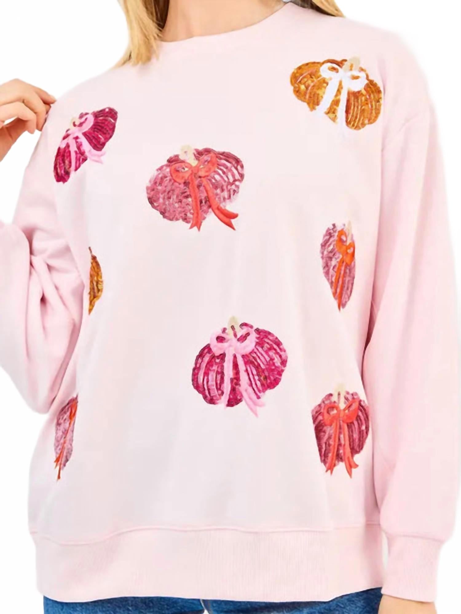Sarah Pumpkin Bows Sweatshirt In Pink