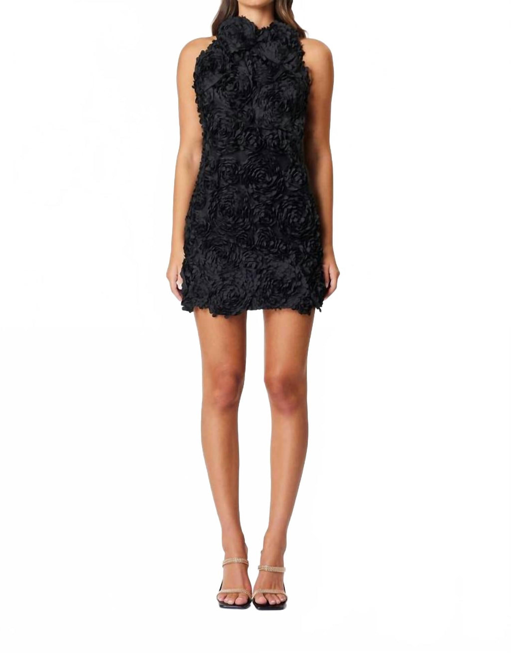Megan Halter Neck Mini Dress In Black