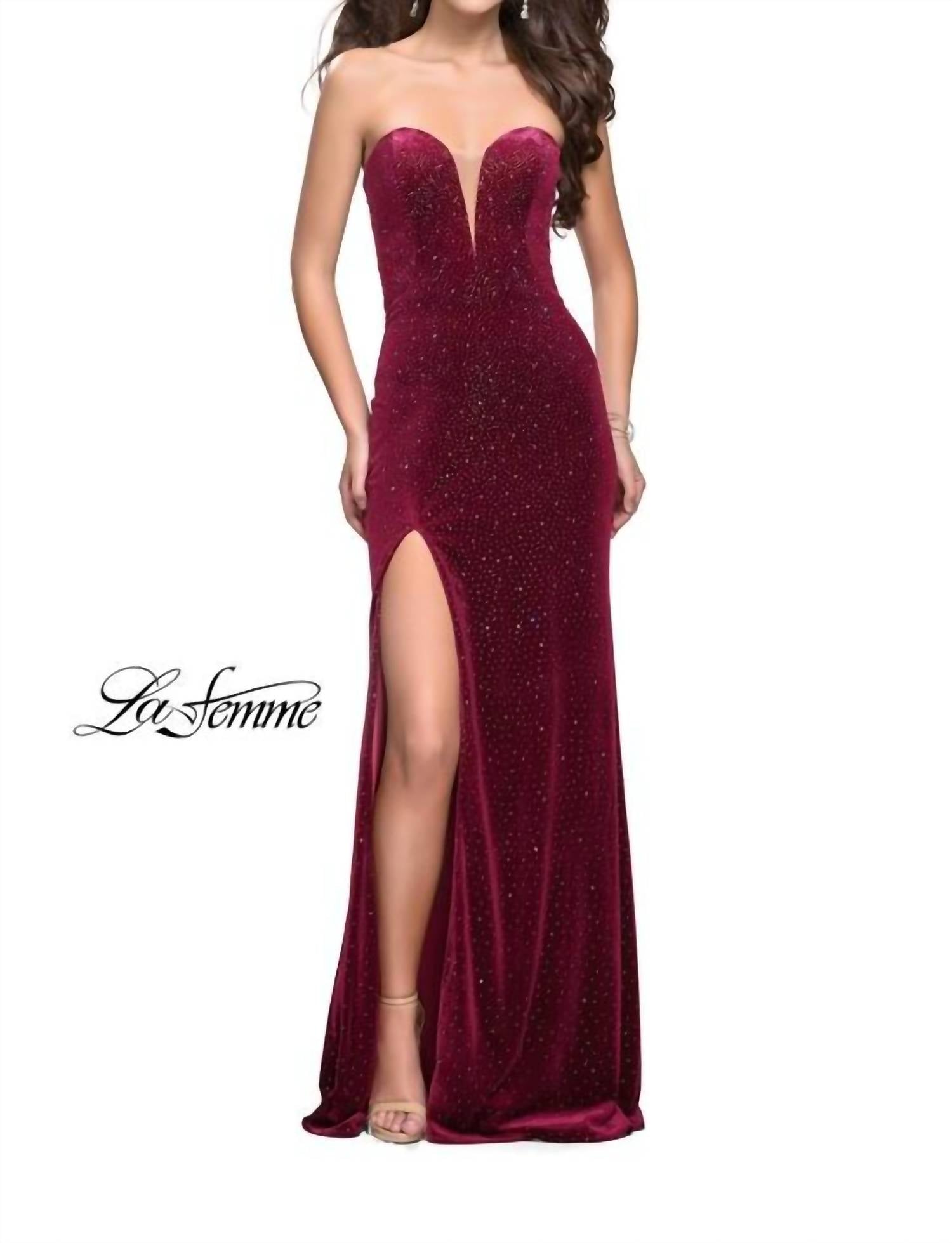 Sparkly Jersey Gown In Raspberry