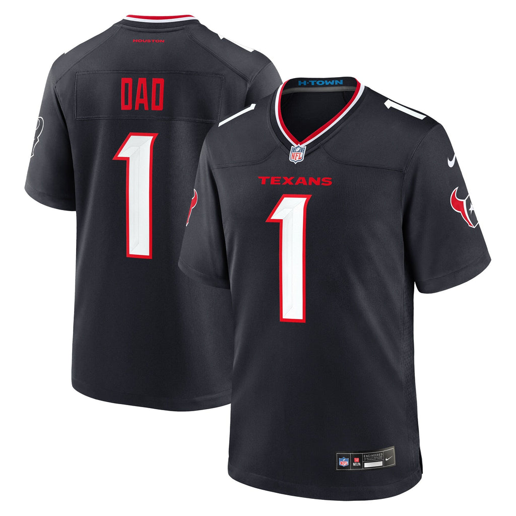Houston Texans Navy #1 Dad Game Jersey