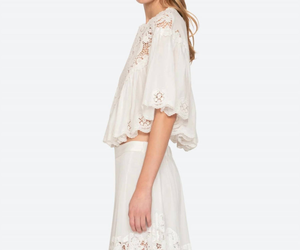 Sofia Embroidery Top In Cream