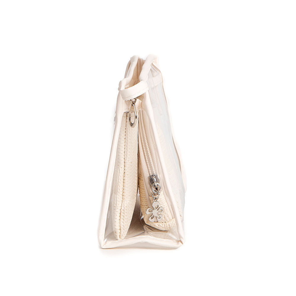 3PCS - Checkered Clear Travel Cosmetic Pouch Bag Set