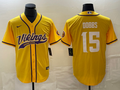 Men's Minnesota Vikings Joshua Dobbs #15 Gold Game Jersey1 Joint Edition