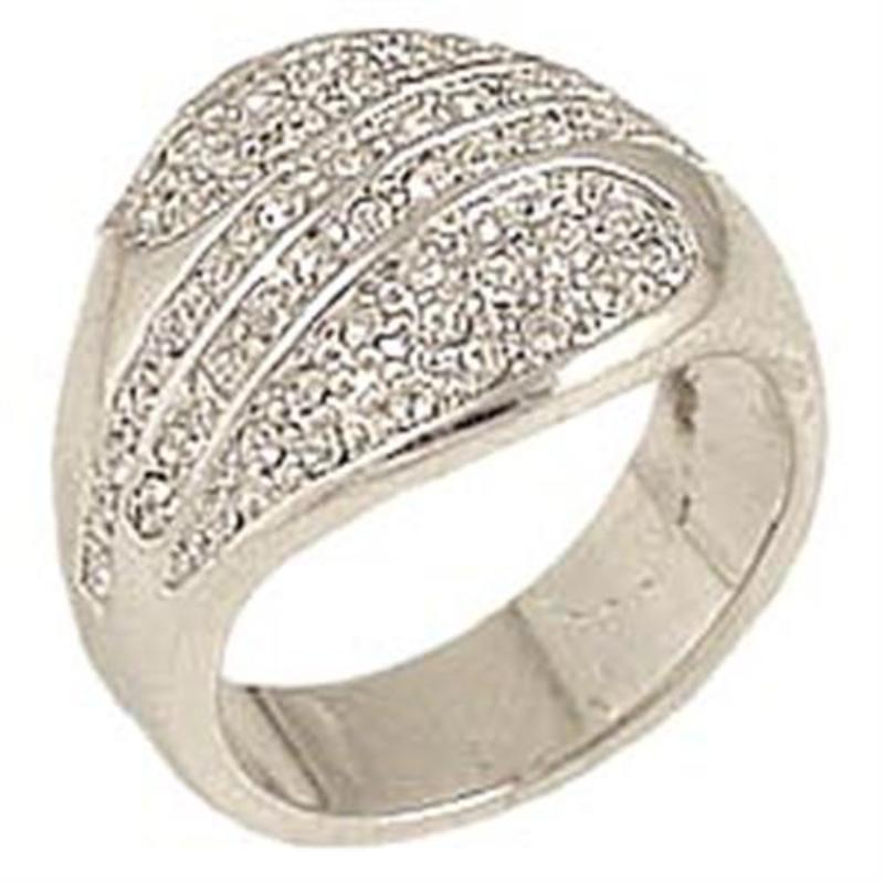 Rhodium Brass Ring with Top Grade Crystal in Clear