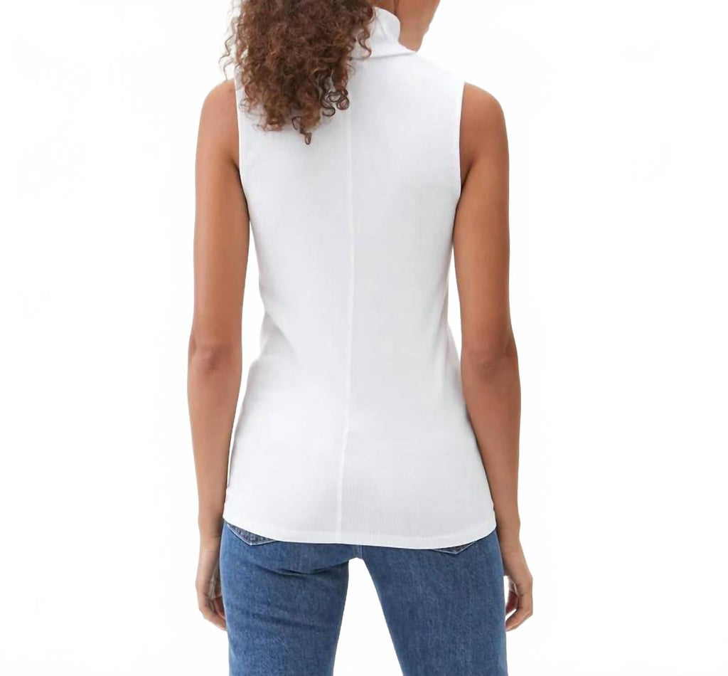 Hillary Ribbed Turtleneck Top In Snow