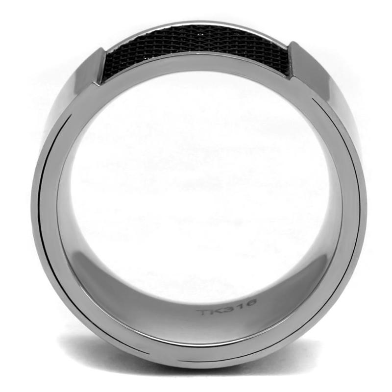 High polished (no plating) Stainless Steel Ring with Epoxy in Jet