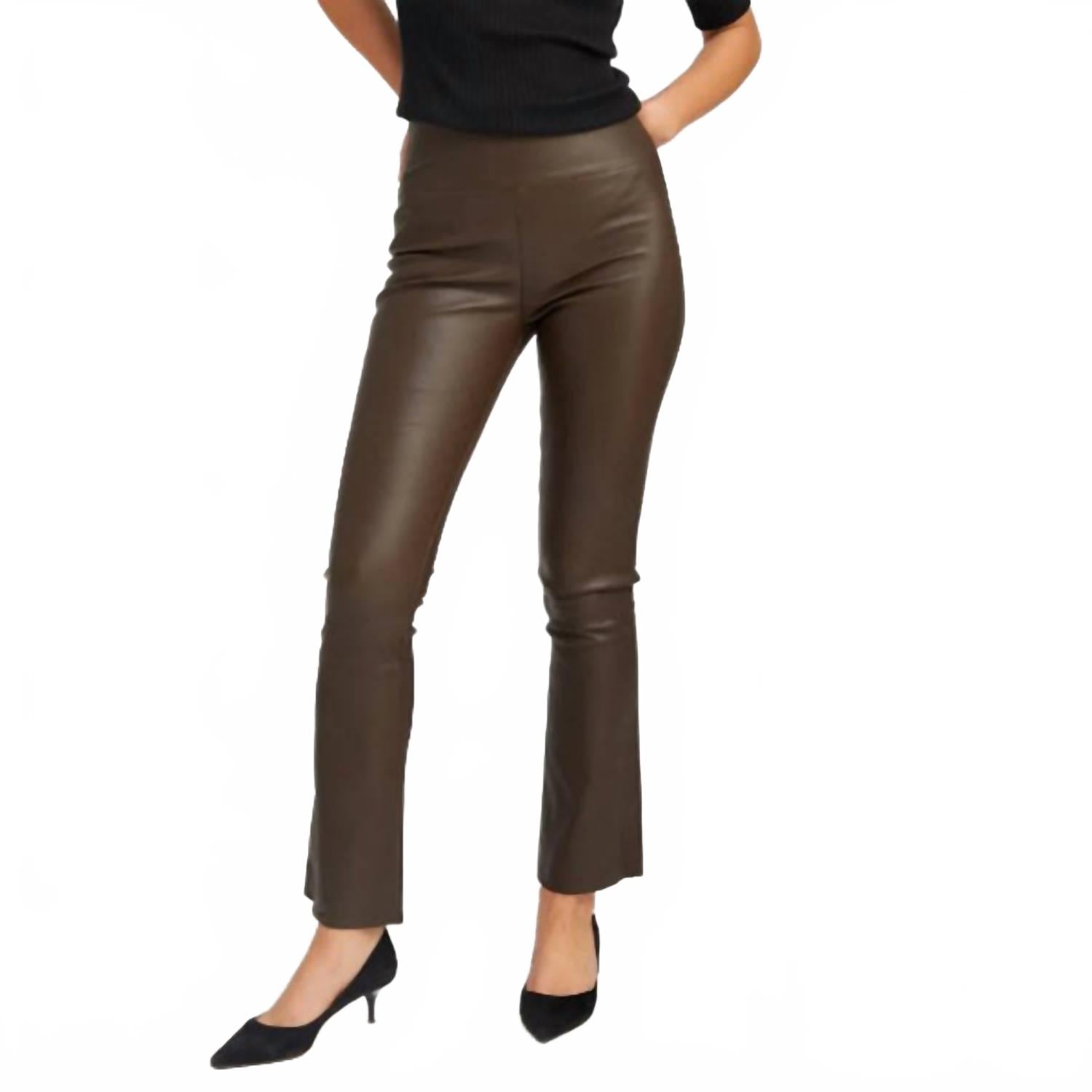 Jackie Leather Ankle Flare Leggings In Americano