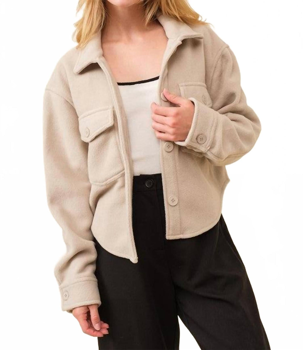 Fleece Pocket Jacket In Beige