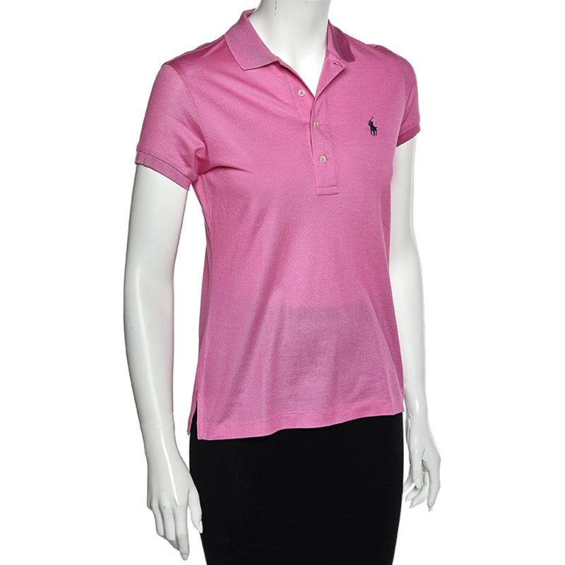 Ralph Lauren Pink Cotton Pique Short Sleeve Polo T-Shirt