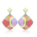 High polished (no plating) Stainless Steel Earrings with Epoxy in No Stone