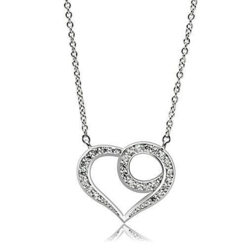 Rhodium Brass Necklace with AAA Grade CZ in Clear