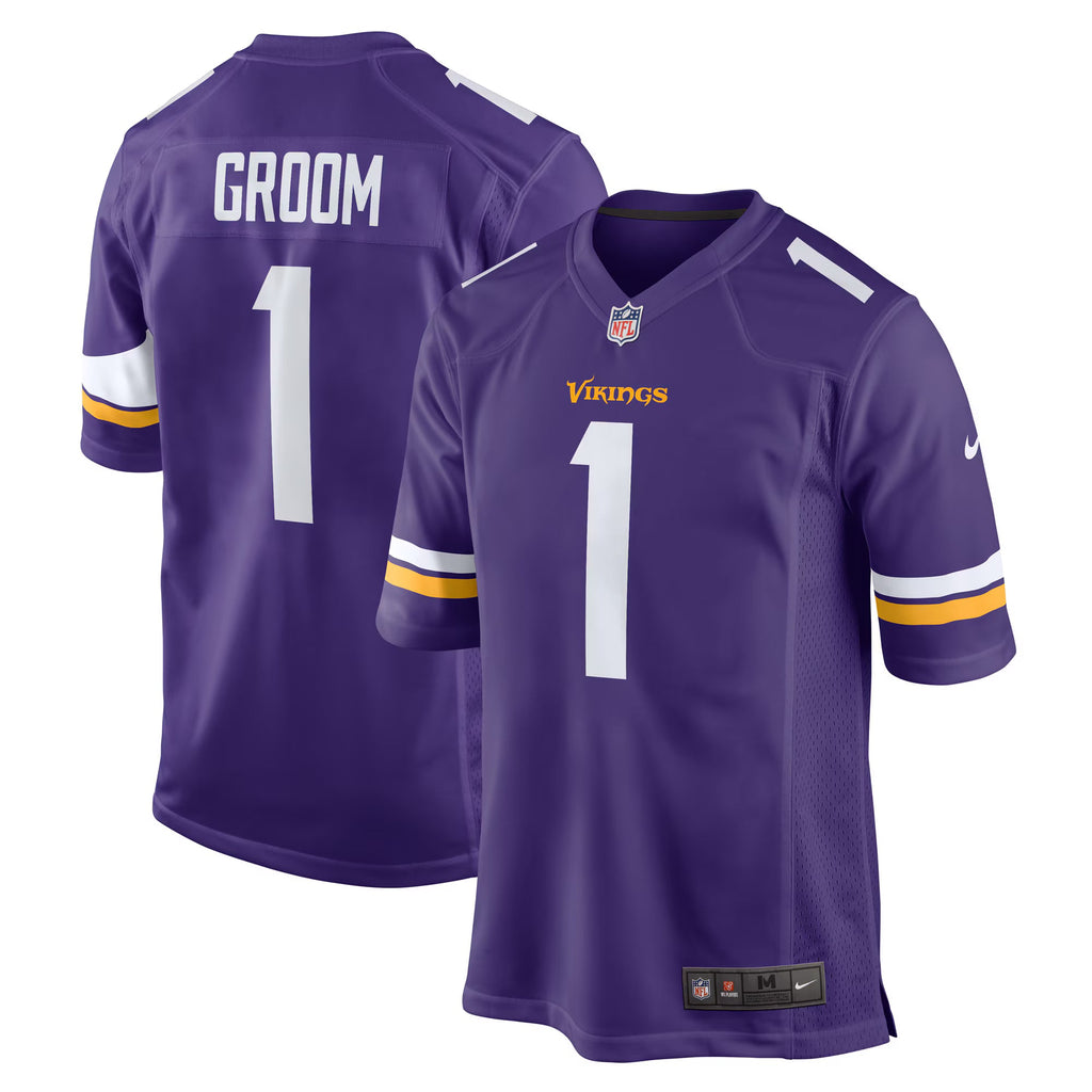 Minnesota Vikings Number 1 Groom Purple Game Jersey