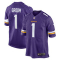 Minnesota Vikings Number 1 Groom Purple Game Jersey