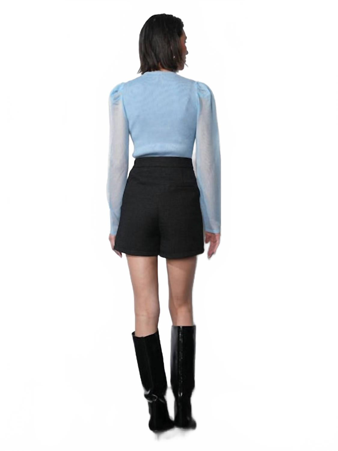 Honey Sheer Sleeve Sweater Top In Moonstone Blue