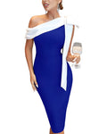 AMINA GLAM Solid Midi Dress