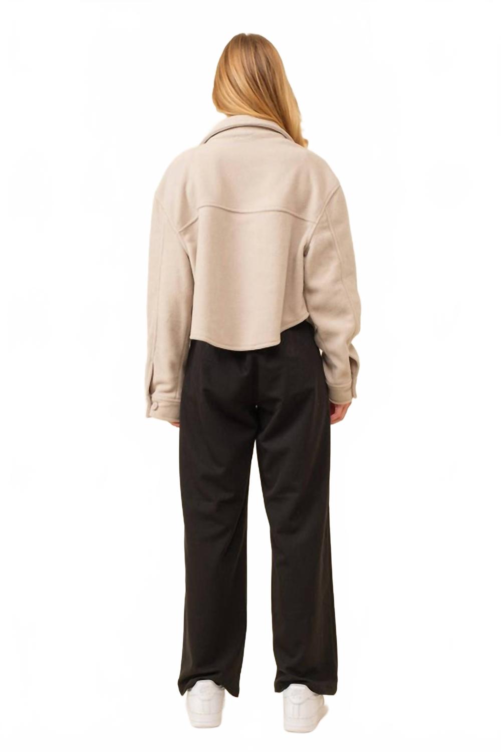 Fleece Pocket Jacket In Beige