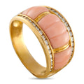 LB Exclusive 18K Yellow Gold 0.55ct Diamond and Coral Ring MF03-041026