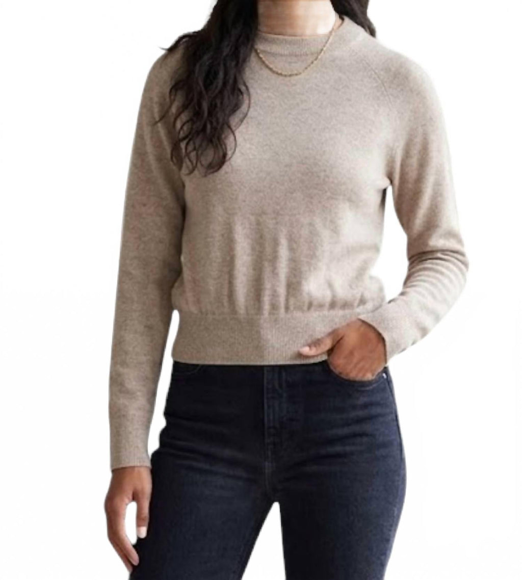 Rib Trim Sweatshirt In Taupe