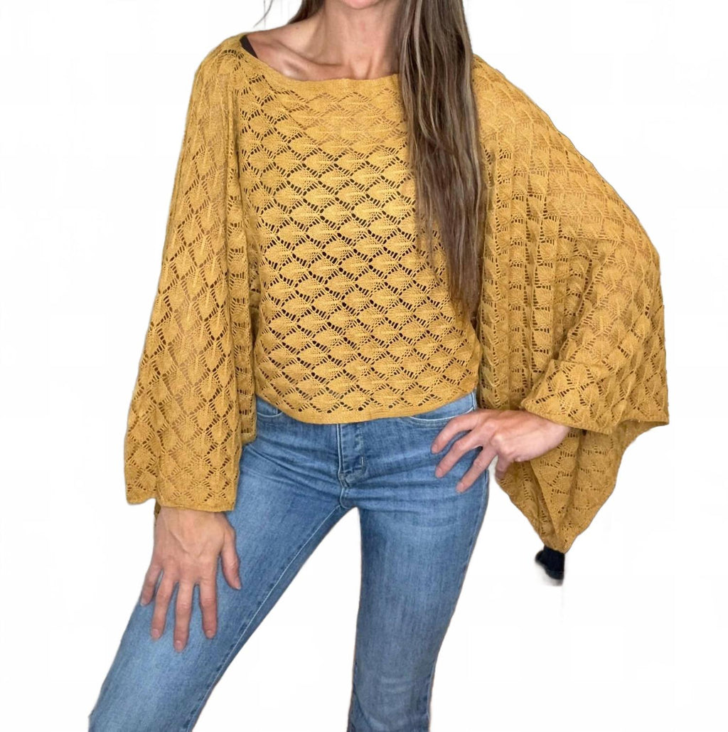 Free Spirit Bell Sleeve Top In Mustard