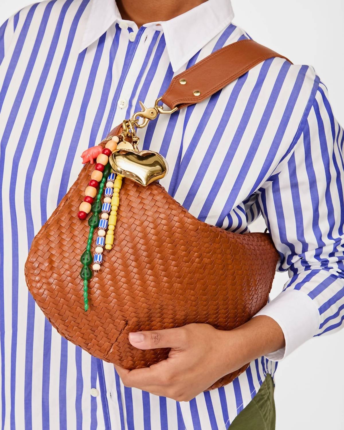 Women's Grand Mylar Heart Fob Bag Charm In Gold