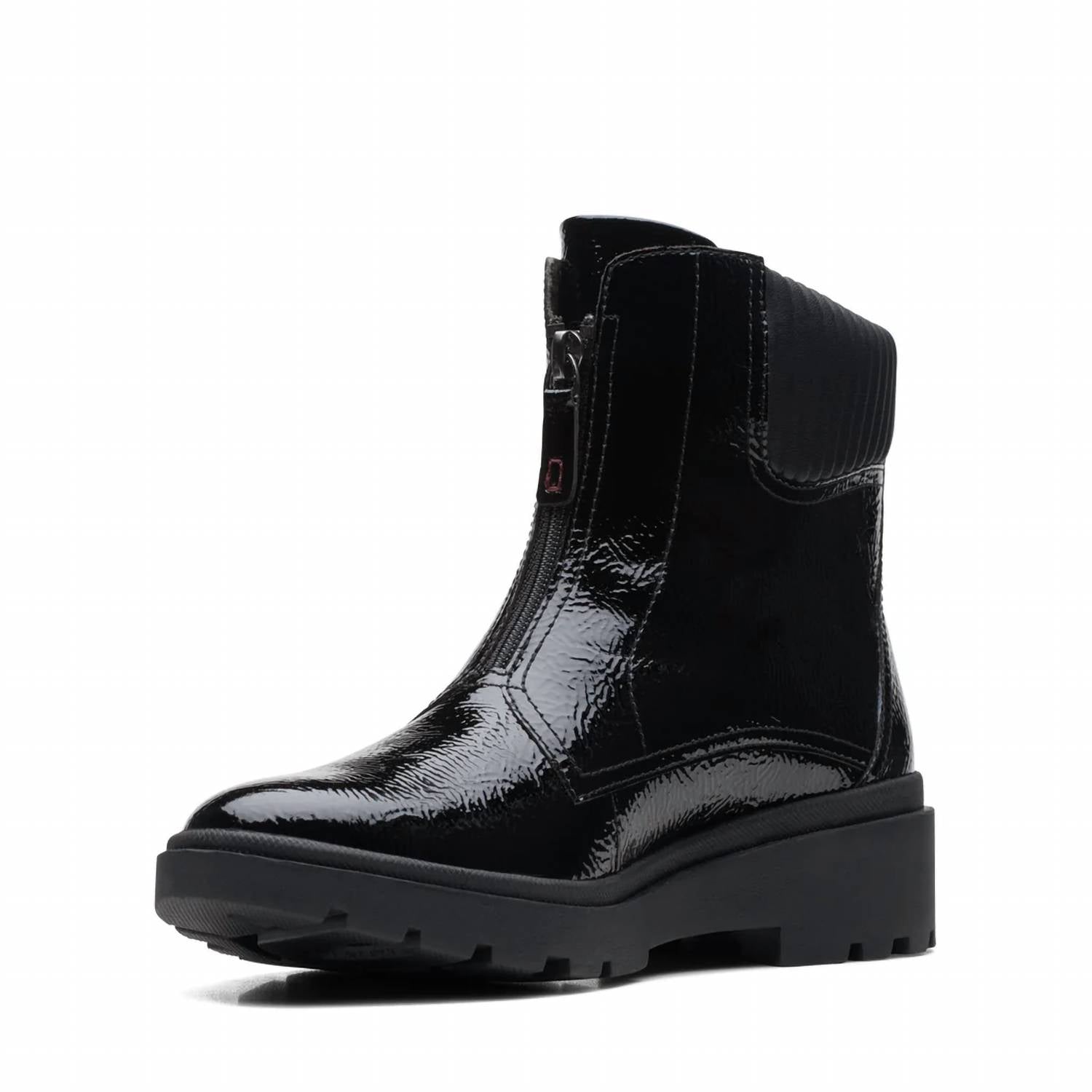Women's Calla Zip Boot In Black Crinkle Patent