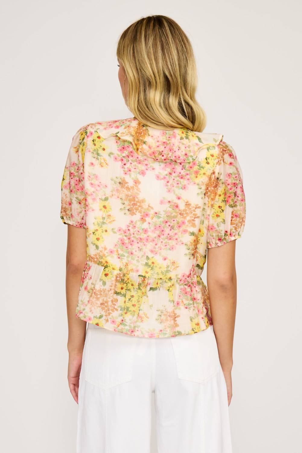 Bee Ruffle Top In Multi Floral