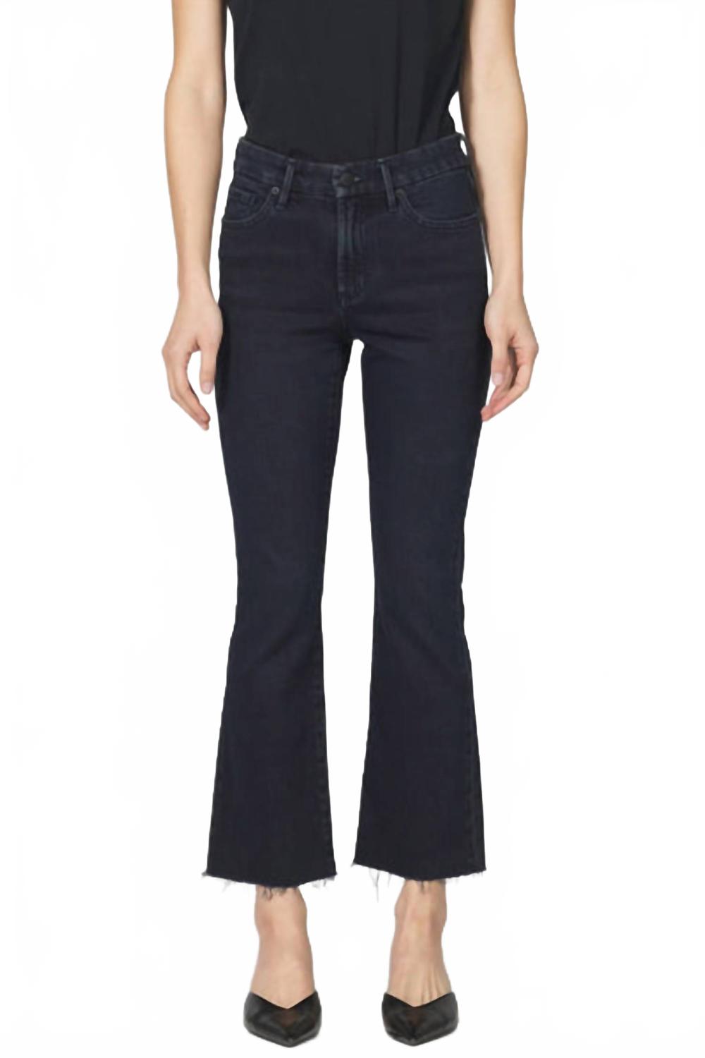 Jeanne Mid Rise Cropped Flare Jean In Black