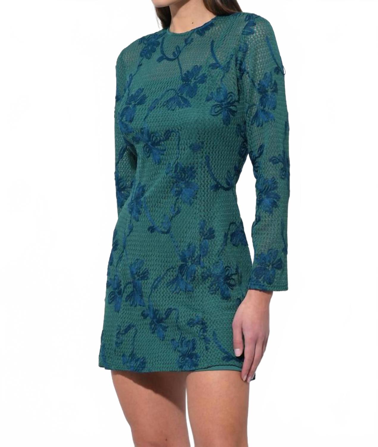 Cheryl Crochet Lace Mini Dress In Emerald Green