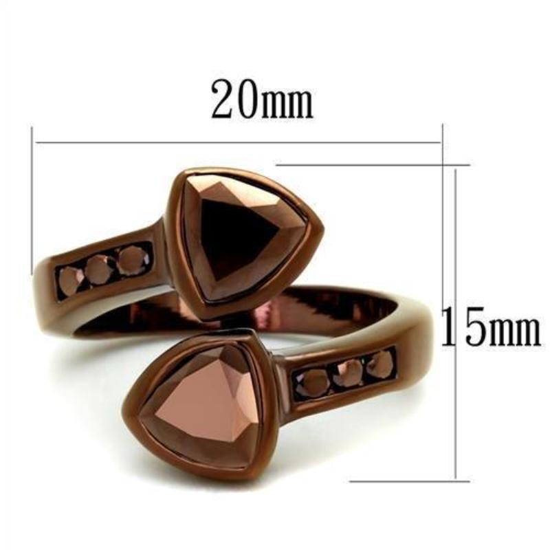 IP Coffee light Brass Ring with AAA Grade CZ in Light Coffee