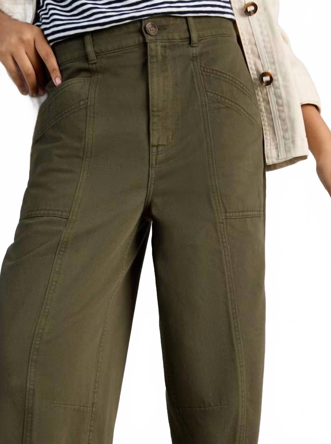 Aubrey Barrel Trousers In Khaki Green
