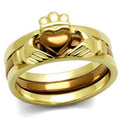 IP Gold & IP Light Brown (IP Light coffee) Stainless Steel Ring with No Stone
