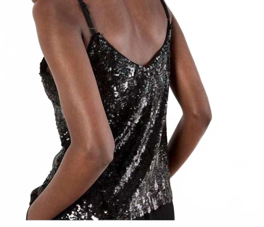 Sequin Cami Top In Black